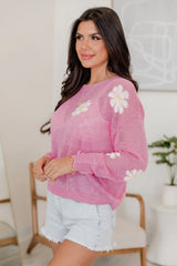 Oops-A-Daisy Pink Daisy Print Sweater SALE