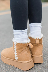 Cassie Chestnut Embroidered Mini Boots FINAL SALE