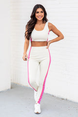 Go The Extra Mile Beige Colorblock Leggings FINAL SALE