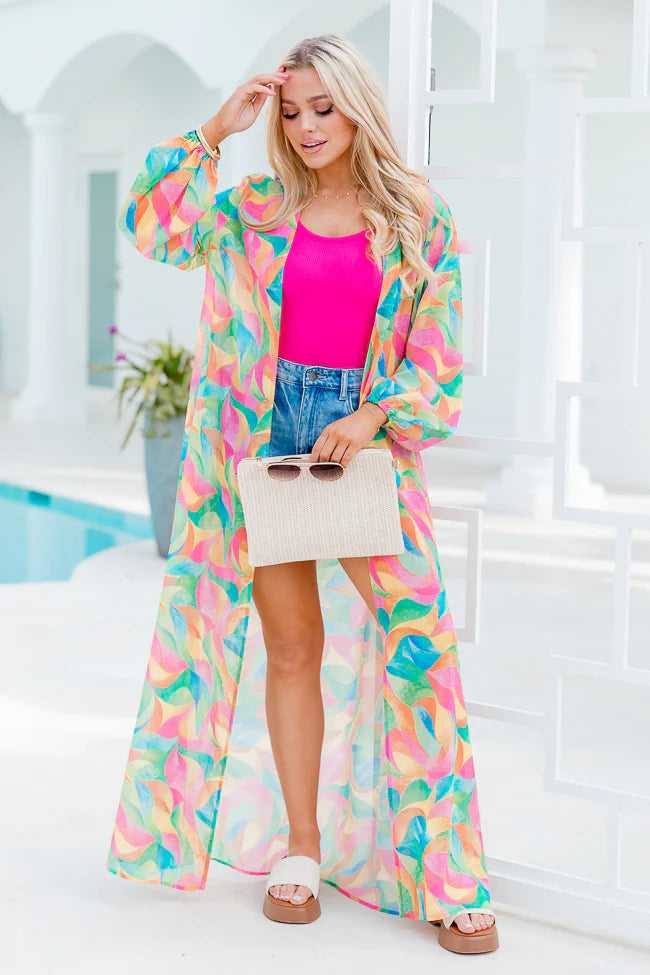 Eyes On Paradise in Kaleidoscope Dreams Belted Kimono Cover Up SALE