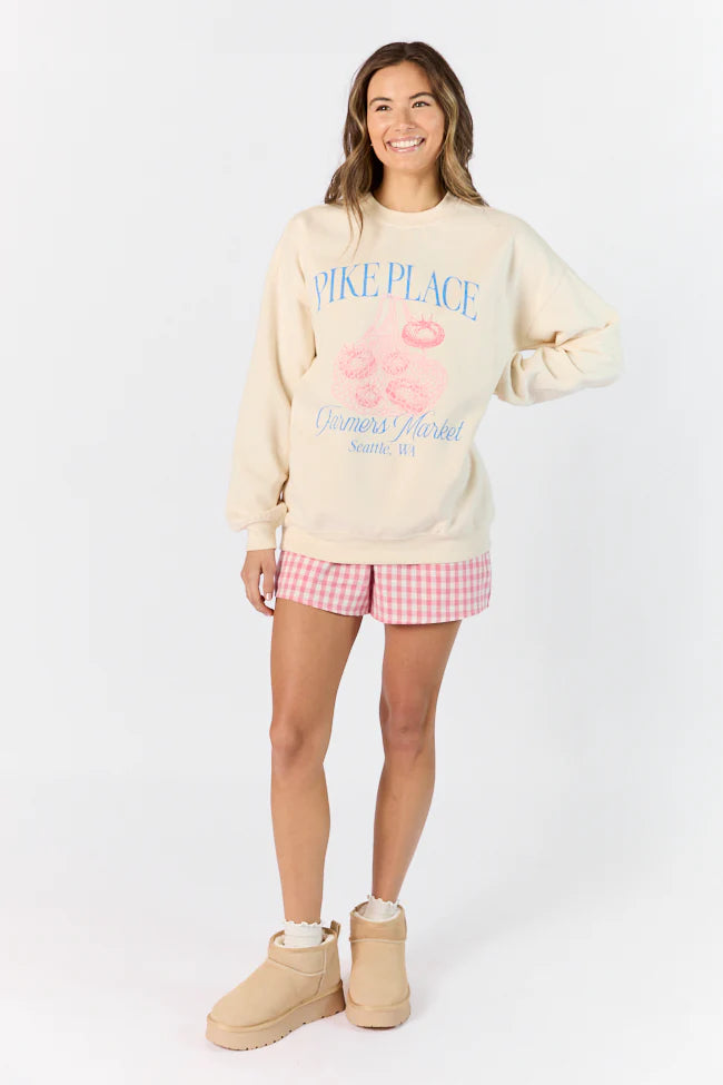 Pike Place Market Sweet Cream Oversized Graphic Sweatshirt