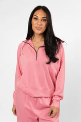 Let's Just Stay Pink Quarter Zip Knit Pullover SALE