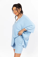 Love Me So Heather Blue Ribbed Knit Set