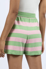 Pulling Heartstrings Green and Pink Striped Knit Shorts SALE