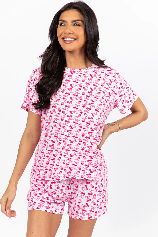 Over the Moon Cherry Hearts Pajama Top FINAL SALE