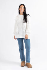 Wide Open Spaces Ivory Oversized Chenille Crew Neck Sweater