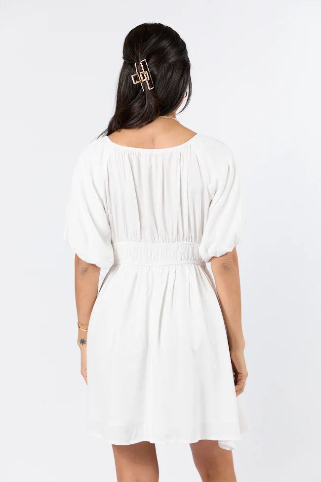 When In Paradise White Solid Mini Dress