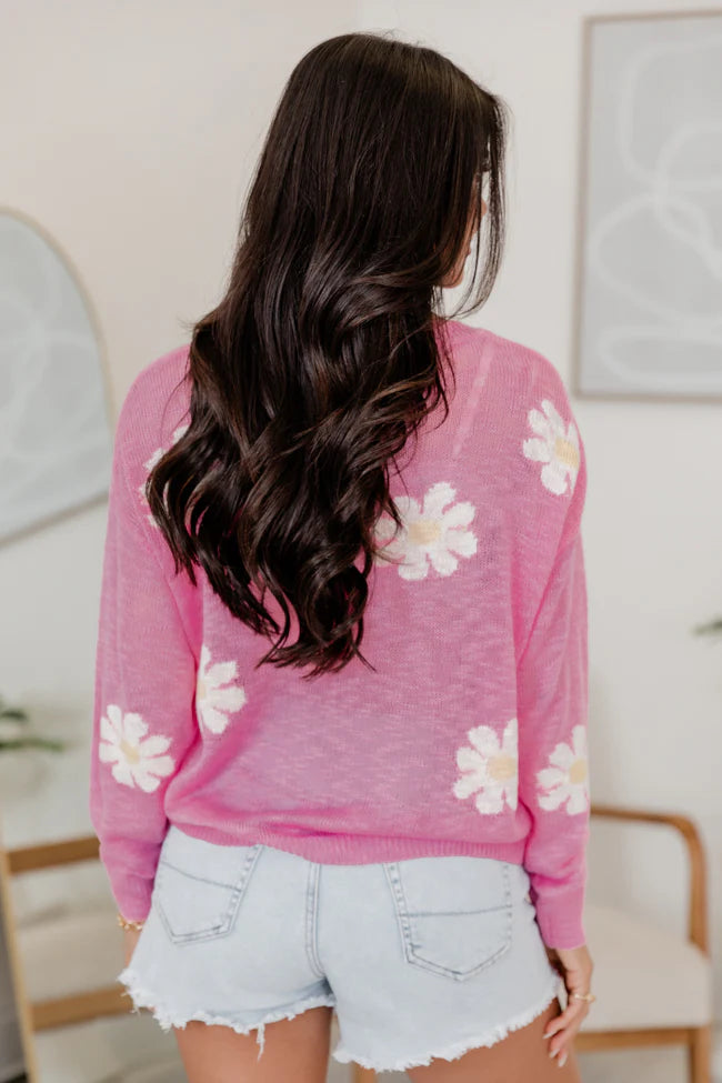 Oops-A-Daisy Pink Daisy Print Sweater SALE