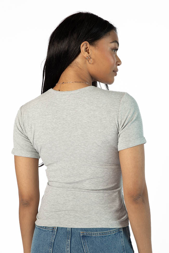 Everyday Essential Grey Ribbed Crew Neck Tee