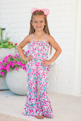 Kid's Aware of This Pink Floral Flare Leg Jumpsuit SALE