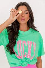 Lucky Block Green Oversized Graphic Tee