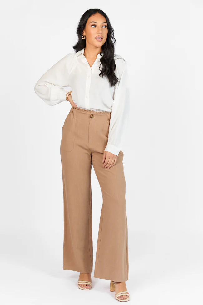 Wish For This Mocha Linen Blend Trousers