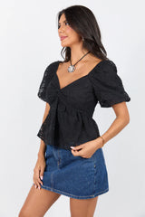 Twist On Things Black Bust Lace Blouse