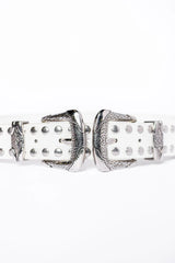 White Double Buckle Belt