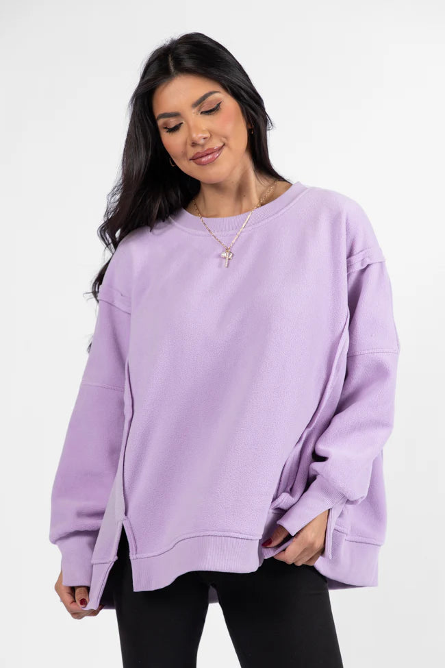 Scouted Out Purple Oversized Fleece Sweatshirt