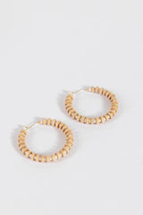 Tan and White Beaded Hoops