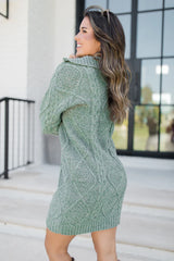 Eyes For You Olive Half Zip Sweater Dress FINAL SALE