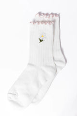 White Daisy Crew Socks