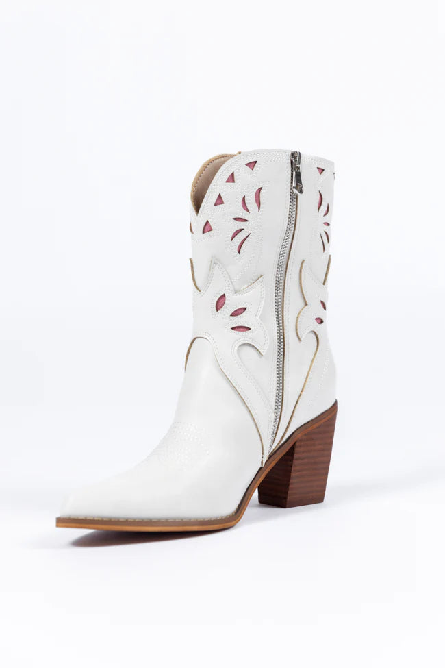 Dallas White Pointed Toe Booties