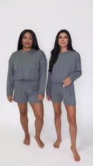 All the Way Home Charcoal Textured Sweater Set FINAL SALE