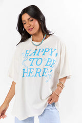 Happy To Be Here Off White Hyfve Oversized Graphic Tee