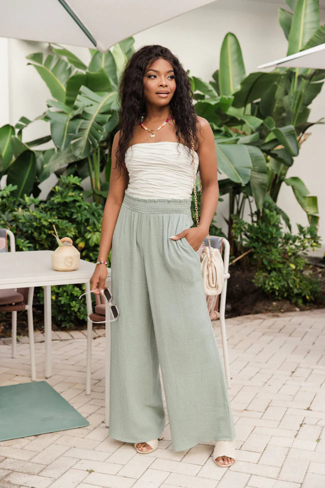 Let Me Adore You Sage Gauze Beach Pants SALE