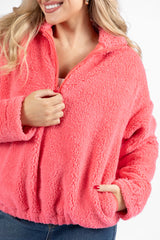 Stay Here Coral Sherpa Pullover SALE