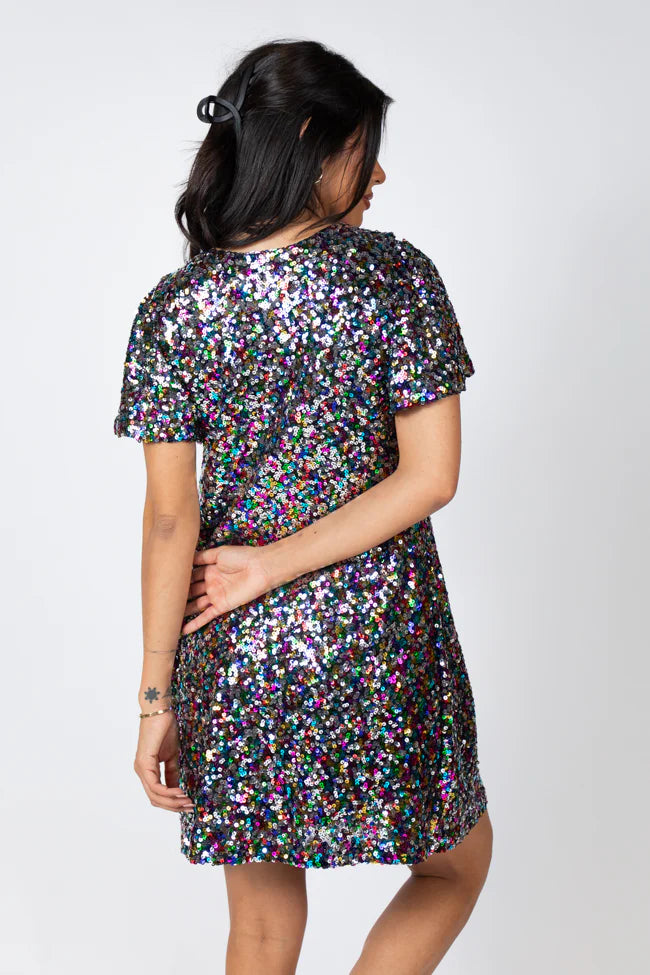 Celebrate Good Times Multi Sequin Mini Dress FINAL SALE