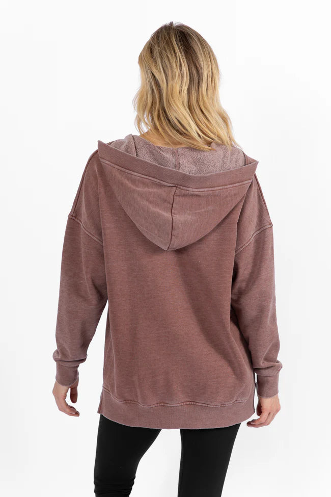 Ways To Go Brown Acid Wash Oversized Hoodie