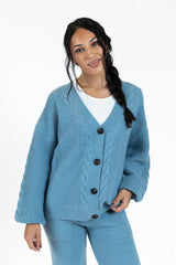 Real Karma Blue Cable Knit Cardigan SALE