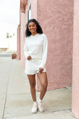 Everything I Want Ivory Ribbed Hoodie and Shorts Set