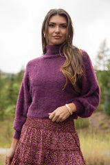 Beyond Me Plum Fuzzy Turtleneck Sweater SALE