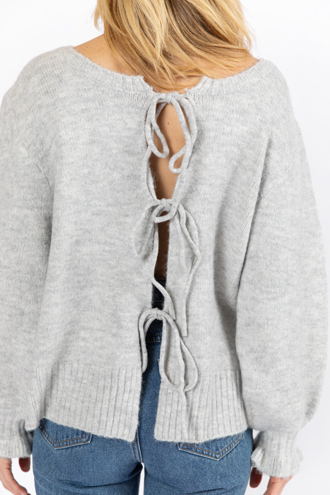 Versatile Feelings Grey Reversible Tie Detail Sweater Cardigan