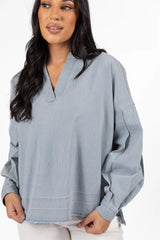 Before Daylight Light Wash Chambray Blouse