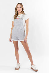 My Favorite Relaxed Stripe Stretchy Shorts Overalls