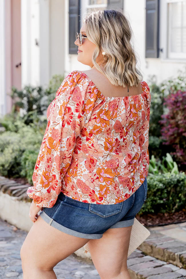 Going Public Off The Shoulder Blouse in Sarasota Red Floral Print FINAL SALE