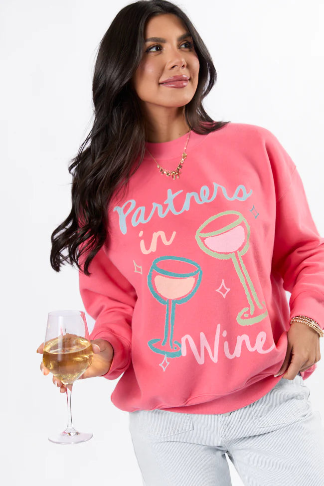 Partners in Wine Light Red Graphic Sweatshirt