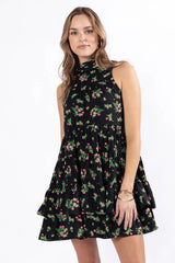 Called It Black Floral Print Mini Dress