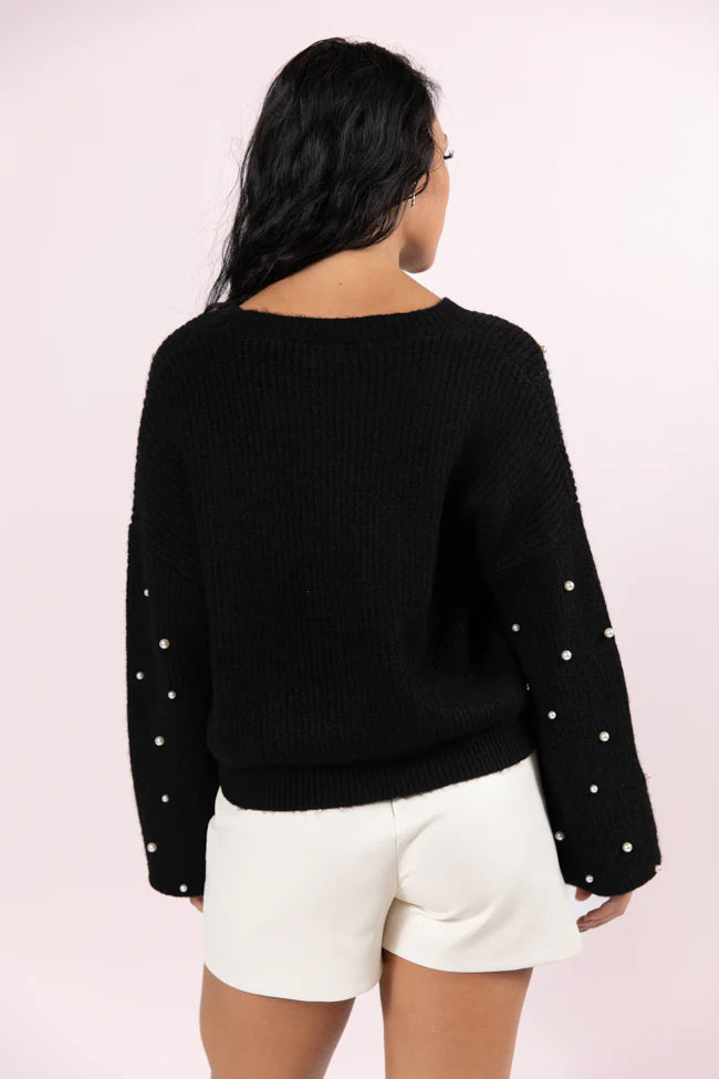 Beautiful Memories Black Pearl Embellished Cardigan FINAL SALE