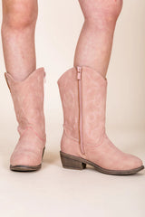 Charlotte Kids Pink Leather Cowboy Boots FINAL SALE