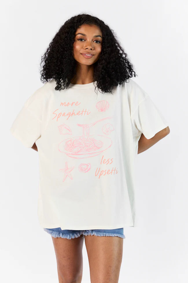 More Spaghetti Less Upsetti Off White Hyfve Oversized Graphic Tee