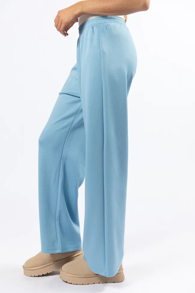 Let's Just Stay Blue Knit Wide Leg Pants SALE