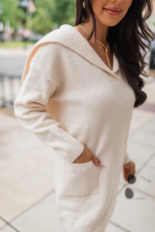 What It Seems Ivory Collared Sweater Dress