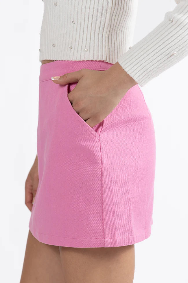 Call Me Lovely Pink Denim Skort FINAL SALE