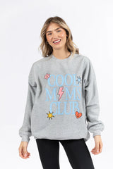 Cool Moms Club Block Light Grey Oversized Graphic Sweatshirt