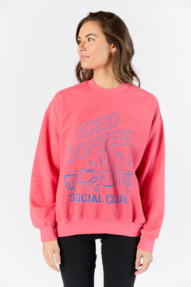 Iced Coffee Light Red Graphic Sweatshirt