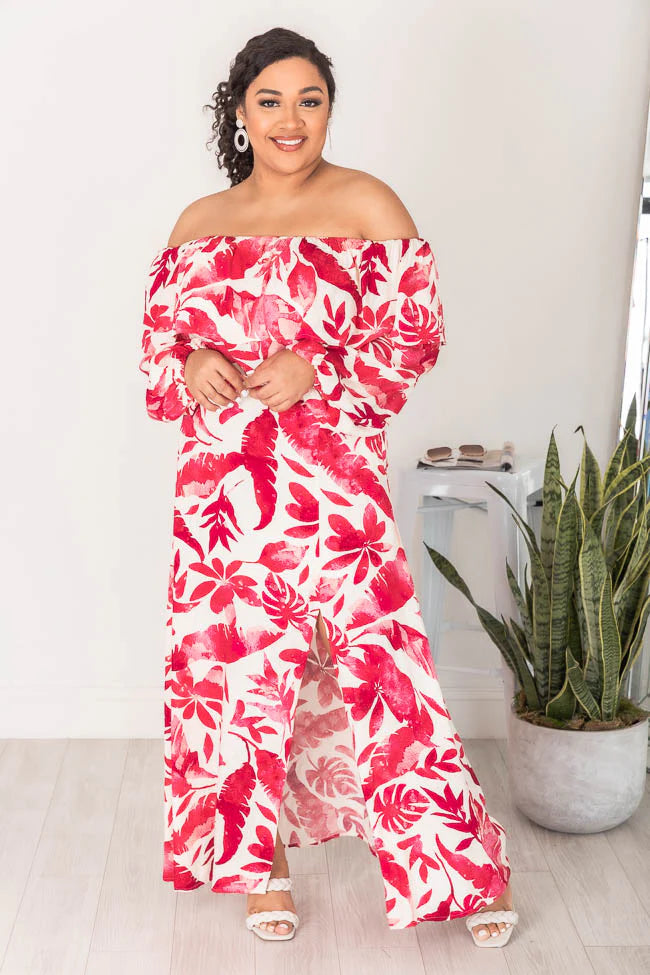 Passport To Paradise Pink/White Printed Maxi Skirt FINAL SALE