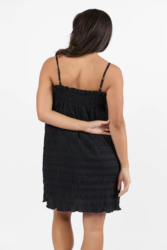 Tidal Tango Black Textured Shift Romper Dress