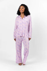 Sweet Dreams In Purple Floral Fantasy Long Sleeve Pajama Top FINAL SALE