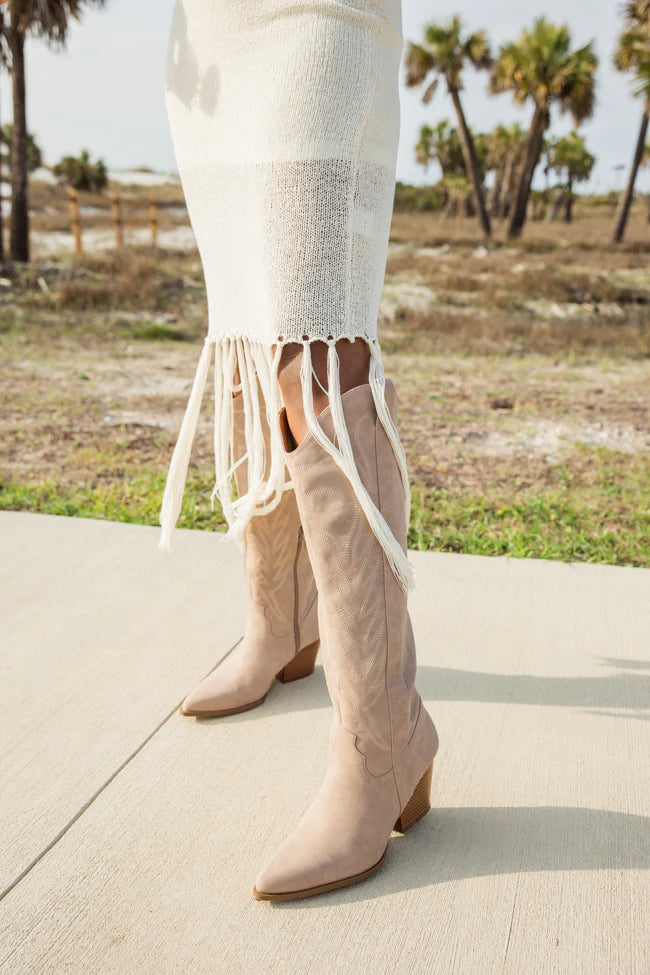 Along The Shoreline Ivory Fringe Detail Sweater Dress SALE